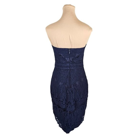 Adelyn Rae Dark Navy Blue Lace Strapless Mini Dress Boned Corset Sz S - Picture 5 of 10